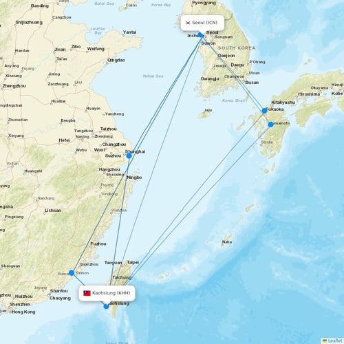 China Airlines flights between Seoul and Kaohsiung