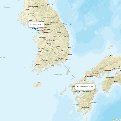 T´Way Air flights between Seoul and Kumamoto