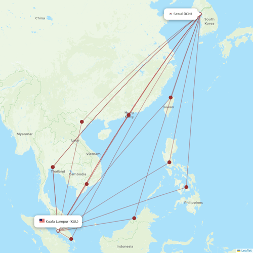 AirAsia X flights between Seoul and Kuala Lumpur