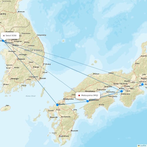 Jeju Air flights between Seoul and Matsuyama