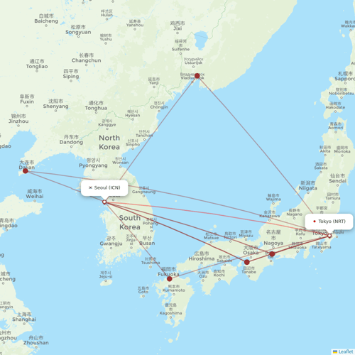 Jin Air flights between Seoul and Tokyo
