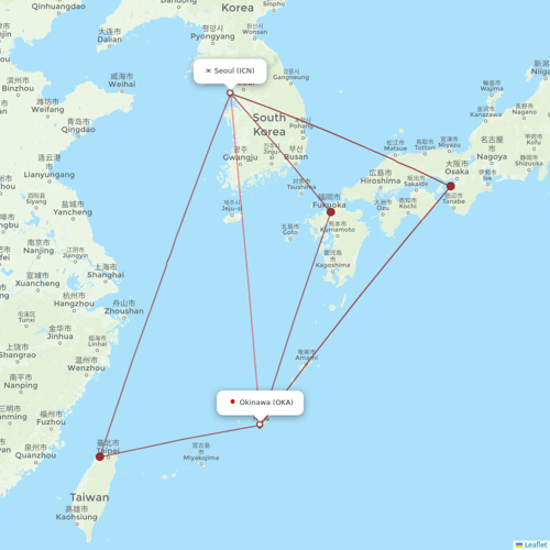 T´Way Air flights between Seoul and Okinawa