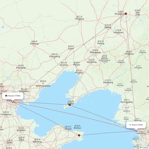 Korean Air flights between Seoul and Tianjin