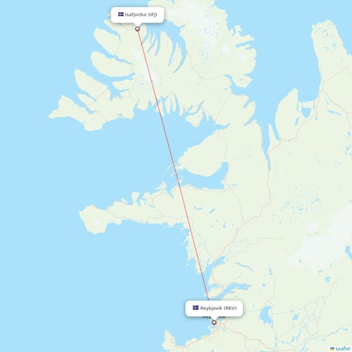 Icelandair flights between Isafjordur and Reykjavik
