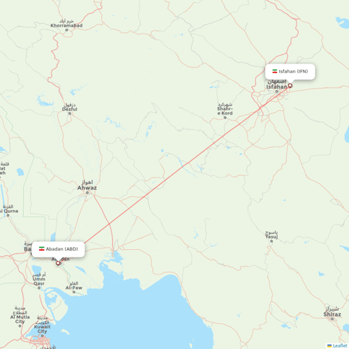 Iran Aseman Airlines flights between Isfahan and Abadan