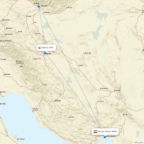 Iran Air flights between Isfahan and Bandar Abbas