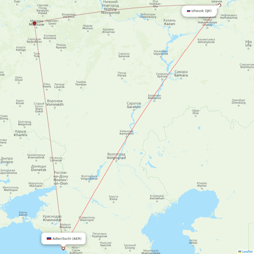 Izhavia (duplicate) flights between Izhevsk and Adler/Sochi