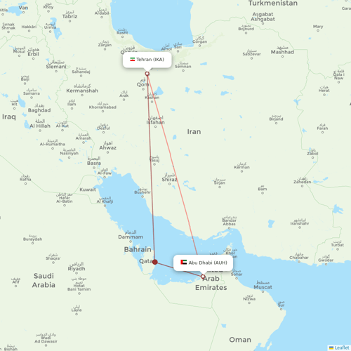 Air Arabia Abu Dhabi flights between Tehran and Abu Dhabi