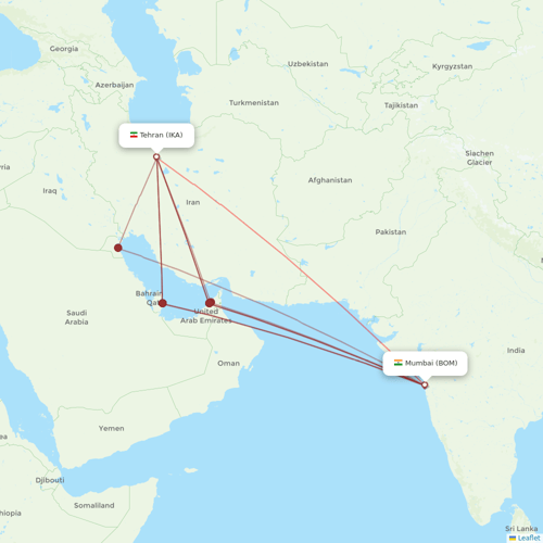 Iran Air flights between Tehran and Mumbai