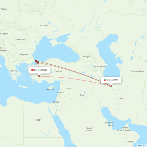 Iran Airtour flights between Tehran and Denizli