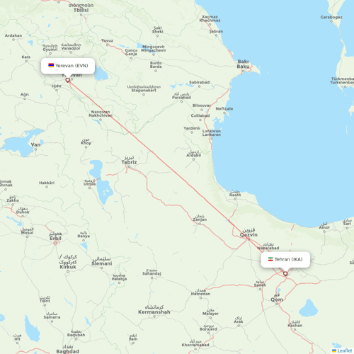 Armenia Airways flights between Tehran and Yerevan