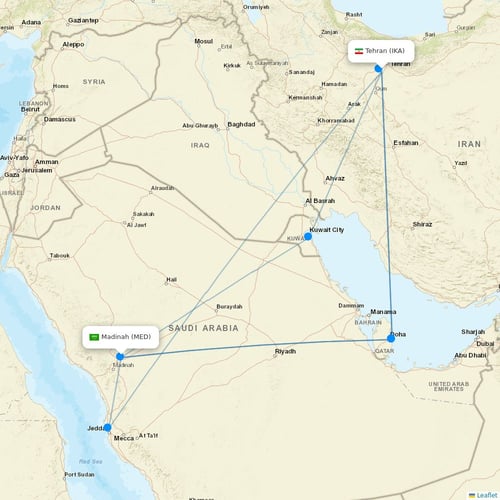Iran Air flights between Tehran and Madinah