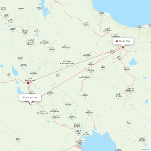 Qeshm Air flights between Tehran and Al-Najaf