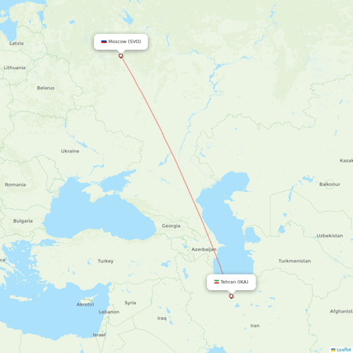 Mahan Air flights between Tehran and Moscow