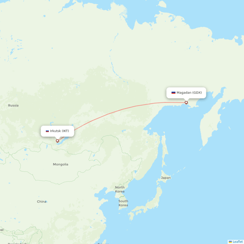 IrAero flights between Irkutsk and Magadan