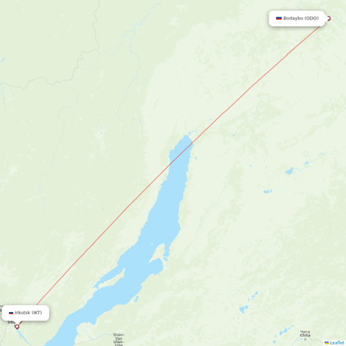 IrAero flights between Irkutsk and Bodaybo
