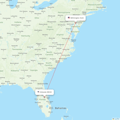 Xtra Airways flights between Wilmington and Orlando