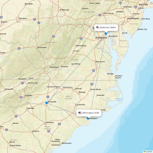 Xtra Airways flights between Wilmington and Baltimore