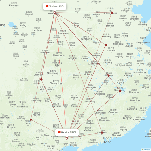 Okay Airways flights between Yinchuan and Nanning