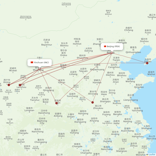 Grand China Air flights between Yinchuan and Beijing
