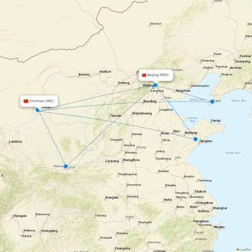 Grand China Air flights between Yinchuan and Beijing