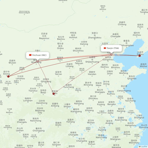 Okay Airways flights between Yinchuan and Tianjin