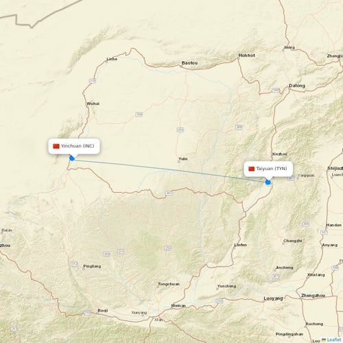 Ruili Airlines flights between Yinchuan and Taiyuan