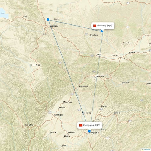 Hebei Airlines flights between Qingyang and Chongqing