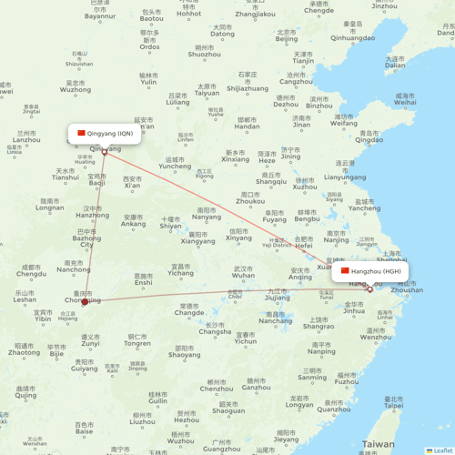 Urumqi Airlines flights between Qingyang and Hangzhou