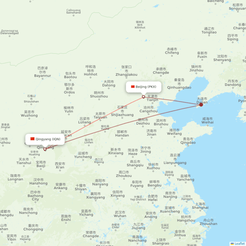 Hebei Airlines flights between Qingyang and Beijing