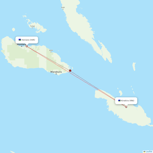 Solomon Airlines flights between Kirakira and Honiara
