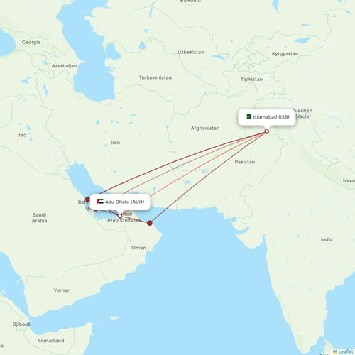 Airblue flights between Islamabad and Abu Dhabi