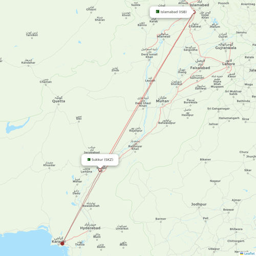 Pakistan International Airlines flights between Islamabad and Sukkur