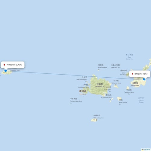 Japan Transocean Air flights between Ishigaki and Yonaguni
