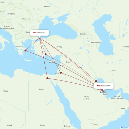 Gulf Air flights between Istanbul and Bahrain
