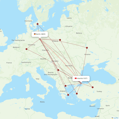 Turkish Airlines flights between Istanbul and Berlin