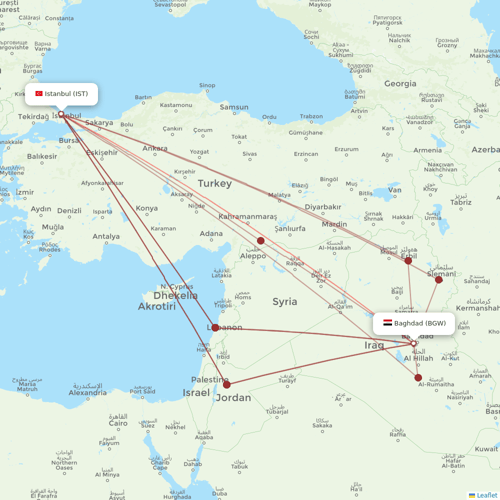 Iraqi Airways flights between Istanbul and Baghdad