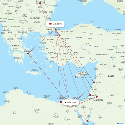EgyptAir flights between Istanbul and Cairo