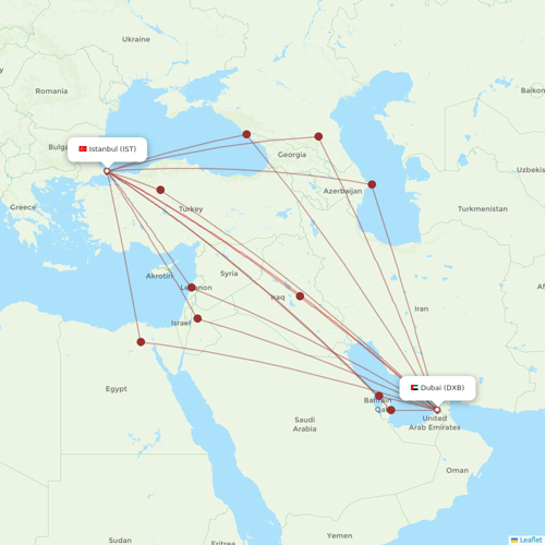 Emirates flights between Istanbul and Dubai
