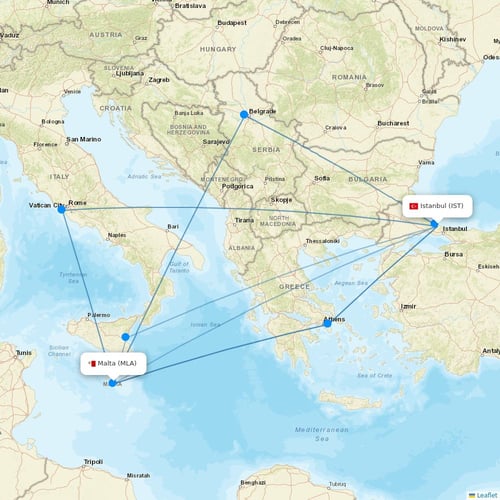 Air Malta flights between Istanbul and Malta