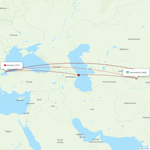 Uzbekistan Airways flights between Istanbul and Samarkand