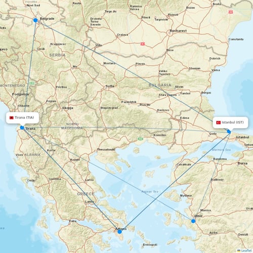 Air Albania flights between Istanbul and Tirana