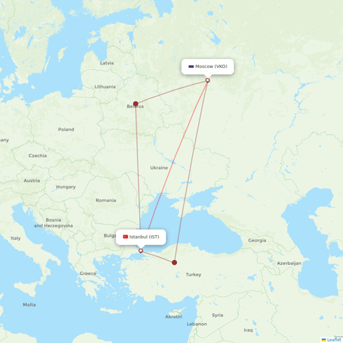 Turkish Airlines flights between Istanbul and Moscow