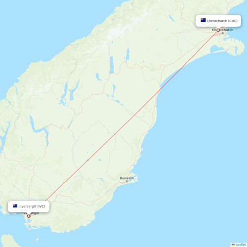 Air New Zealand flights between Invercargill and Christchurch