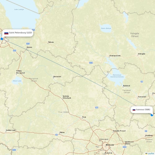 Pegas Fly flights between Ivanovo and Saint Petersburg