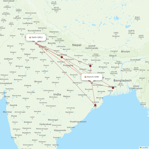 AirAsia India flights between Ranchi and Delhi