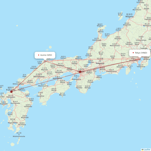 JAL flights between Izumo and Tokyo