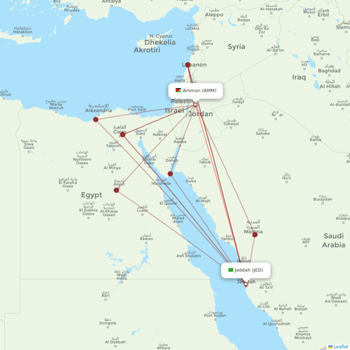 Royal Jordanian flights between Jeddah and Amman