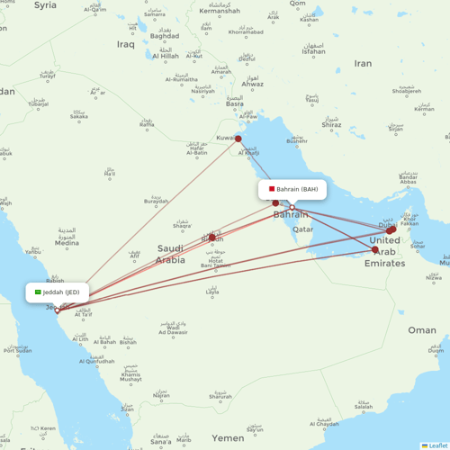 Gulf Air flights between Jeddah and Bahrain