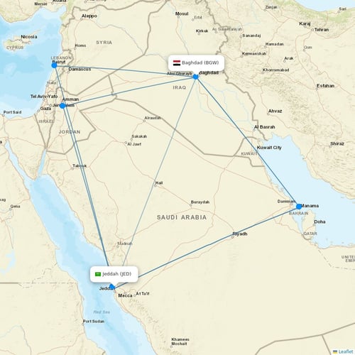 Iraqi Airways flights between Jeddah and Baghdad